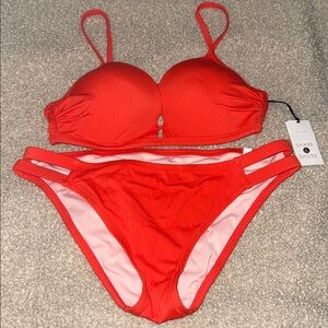 Shade & Shore Vibrant Red Bikini Top